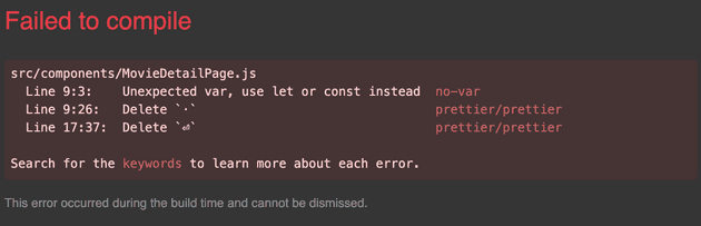Message with compilation errors